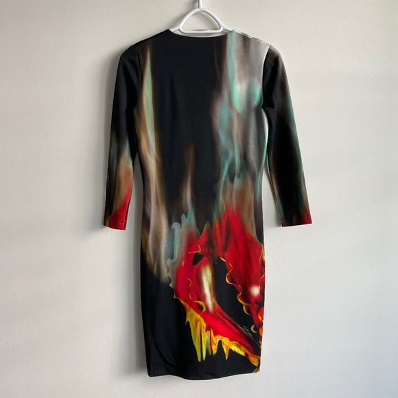 JUST CAVALLI Black Fire Design Dress - Picture 6 of 8